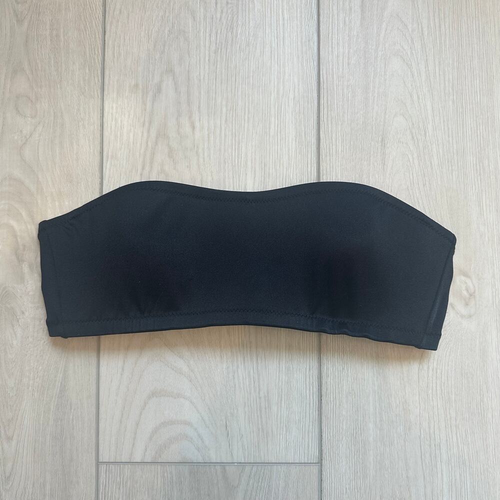 J. Crew black bandeau molded self tie back strapless summer bikini top small